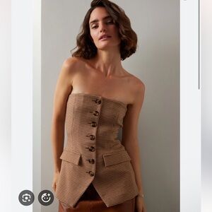Favorite Daughter Phoebe Strapless Bustier in Toffee Houndstooth size 4